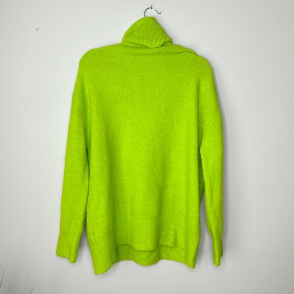 Zara Blogger Favorite Oversized Neon Green Turtleneck Jumper Sweater Size Small - Picture 6 of 9